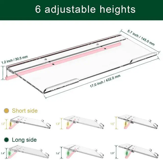 Alt view image 3 of 7 - Computer Keyboard Stand for Desktop - 6-Level Height Adjustable Acrylic Keyboard Riser Non-Slip Ergonomic Key Board Tray Holder for Home School Office Desk Accessories, Clear