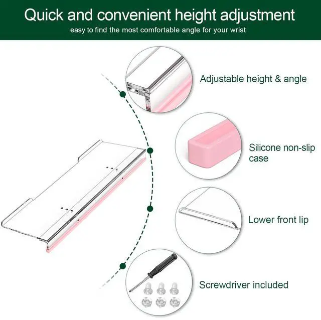 Alt view image 4 of 7 - Computer Keyboard Stand for Desktop - 6-Level Height Adjustable Acrylic Keyboard Riser Non-Slip Ergonomic Key Board Tray Holder for Home School Office Desk Accessories, Clear