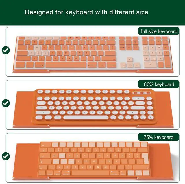 Alt view image 3 of 7 - Computer Keyboard Stand Holder - Ergonomic Acrylic Keyboard Stand for Desktop Comfortable Keyboard Tray Riser with Silicone Anti-Slip Strip for Home School Office Desk Accessory, Orange