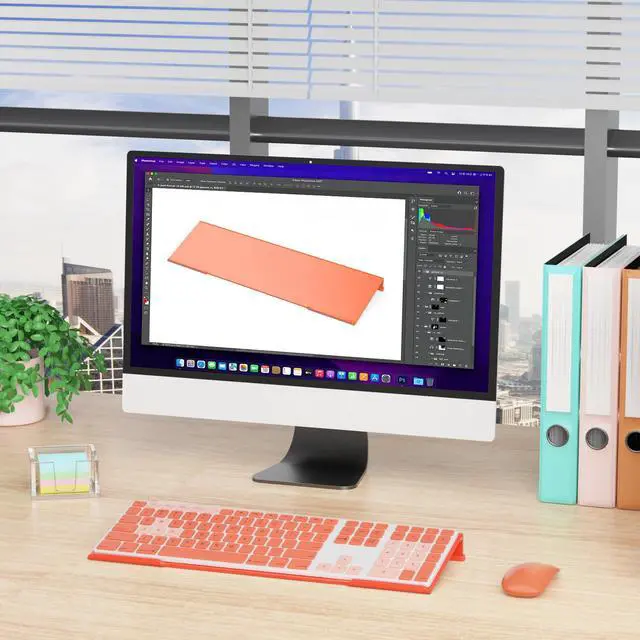 Alt view image 7 of 7 - Computer Keyboard Stand Holder - Ergonomic Acrylic Keyboard Stand for Desktop Comfortable Keyboard Tray Riser with Silicone Anti-Slip Strip for Home School Office Desk Accessory, Orange