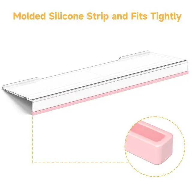 Alt view image 6 of 7 - Ergonomic Computer Keyboard Stand - 17 Inch Clear Acrylic Keyboard Riser for Desk Tilted Keyboard Holder Tray with Memo Board & Pink Non-Slip Strip for Home Office Easy Typing & Working