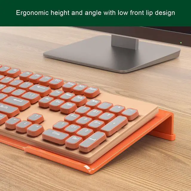 Alt view image 6 of 7 - Computer Keyboard Stand Holder - Ergonomic Acrylic Keyboard Stand for Desktop Comfortable Keyboard Tray Riser with Silicone Anti-Slip Strip for Home School Office Desk Accessory, Orange