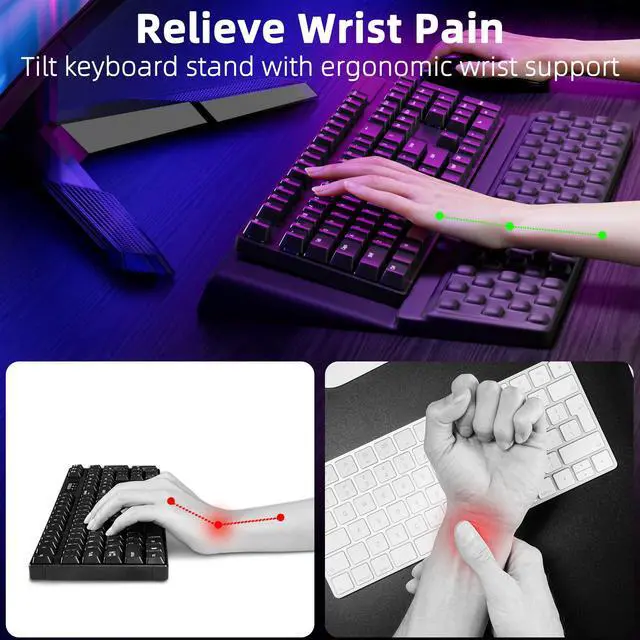 Alt view image 2 of 6 - Keyboard Stand with Wrist Rest, Comfy Ergonomic Keyboard Riser Holder for Office Home
