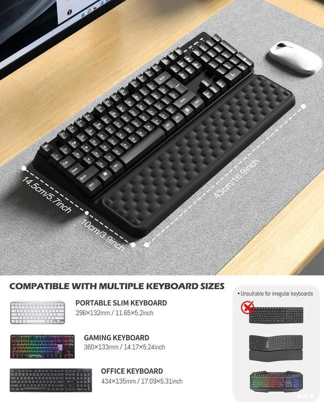 Alt view image 6 of 7 - Wrist Rest for Computer Keyboard, Keyboard pad with Wrist Support