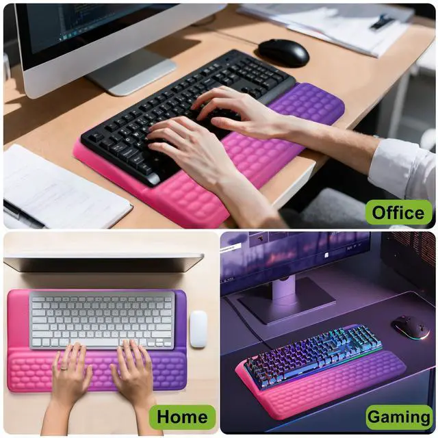 Alt view image 7 of 7 - Wrist Rest with Keyboard Stand, Ergonomic Keyboard Riser Holder with Memory Foam Wrist Support Pad, Desk Cushion Easy Typing for Home Office Laptop Computer Gaming, Red-Purple Gradient