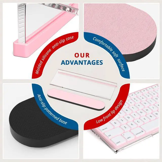 Alt view image 3 of 7 - Acrylic Tilted Computer Keyboard Stand for Ergonomic Typing, Keyboard Tray Holder with Silicone Non-Slip Case, Clear