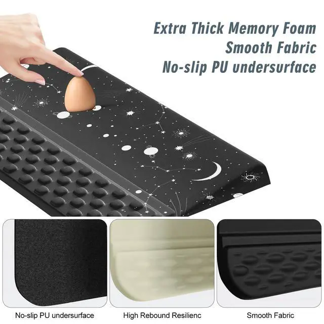 Alt view image 5 of 7 - Wrist Rest with Keyboard Stand, Computer Wrist Support Pad,Ergonomic Tilted Keyboard Holder, Soft Memory Foam Desk Cushion, Palm Hand Typing for Office Home School (Starry Sky)