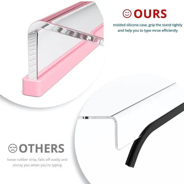 Alt view image 7 of 7 - Acrylic Tilted Computer Keyboard Stand for Ergonomic Typing, Keyboard Tray Holder with Silicone Non-Slip Case, Clear