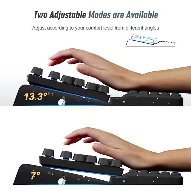 Alt view image 4 of 7 - Wrist Rest with Keyboard Stand, Computer Wrist Support Pad,Ergonomic Tilted Keyboard Holder, Soft Memory Foam Desk Cushion, Palm Hand Typing for Office Home School (Starry Sky)