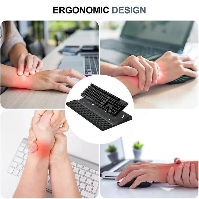 Alt view image 7 of 7 - Wrist Rest with Keyboard Stand, Computer Wrist Support Pad,Ergonomic Tilted Keyboard Holder, Soft Memory Foam Desk Cushion, Palm Hand Typing for Office Home School (Starry Sky)