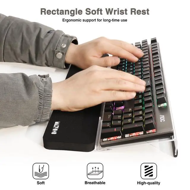 Alt view image 2 of 5 - Acrylic Tilted Keyboard Riser Stand and Holder with Wrist Arm Rest Support Pad for Computer Desk Desktop, 16.9" Wide