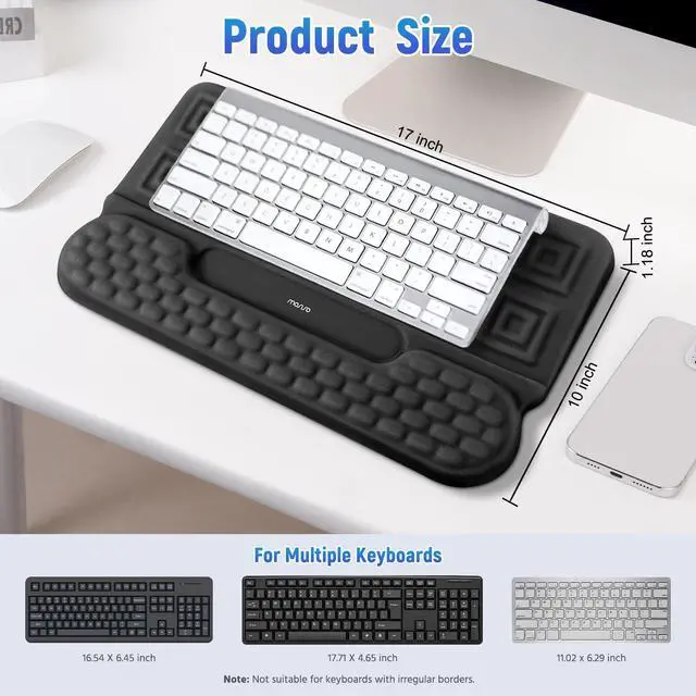 Alt view image 2 of 7 - Wrist Rest with Keyboard Stand, 3-in-1 Ergonomic Keyboard Riser