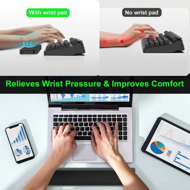 Alt view image 2 of 4 - Keyboard Wrist Rest with Cleaner Kit, Wrist Pad for Tenkeyless Keyboard, Typing Pain Relief, Multi-Functional Cleaning Kit for Earbuds, Phones, Desk Accessories for Home & Office (Black)