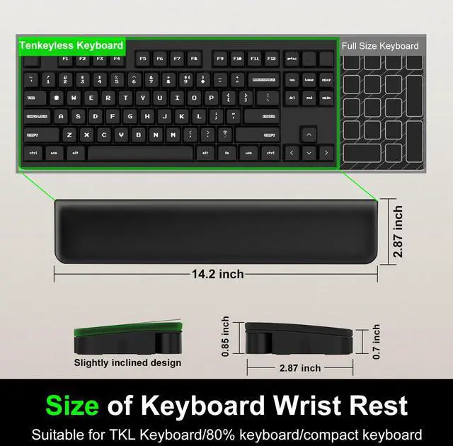 Alt view image 3 of 4 - Keyboard Wrist Rest with Cleaner Kit, Wrist Pad for Tenkeyless Keyboard, Typing Pain Relief, Multi-Functional Cleaning Kit for Earbuds, Phones, Desk Accessories for Home & Office (Black)