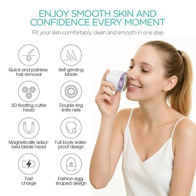 Alt view image 2 of 7 - Electric Shaver for Women 3D Floating Blade Rotary Razor Hair Remover for Arms, Legs and Underarms Rechargeable Portable and Safe Wet and Dry Use, Purple ES300