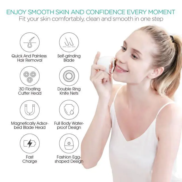 Alt view image 2 of 7 - Electric Shaver for Women 3D Floating Blade Rotary Razor Hair Remover for Arms, Legs and Underarms Rechargeable Portable and Safe Wet and Dry Use ES300