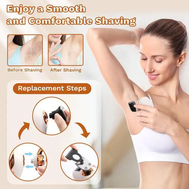 Alt view image 7 of 7 - Electric Razors for Women, 7D Electric Shaver for Women, 5 in 1 Lady Shavers, Wet/Dry Bikini Trimmer, Rechargeable Facial Hair Removal, Painless Face Razor for Arms Legs Armpit Pubic Area