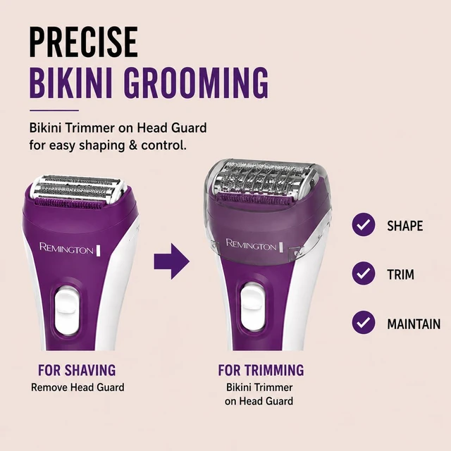 Alt view image 2 of 5 - Smooth & Silky Electric Shaver for Women, 3-Blade Wet & Dry Razor | Battery Operated for Cordless Use, Includes Bikini Trimmer Attachment, 100% Waterproof Design, Flexible Hypoallergenic Foils