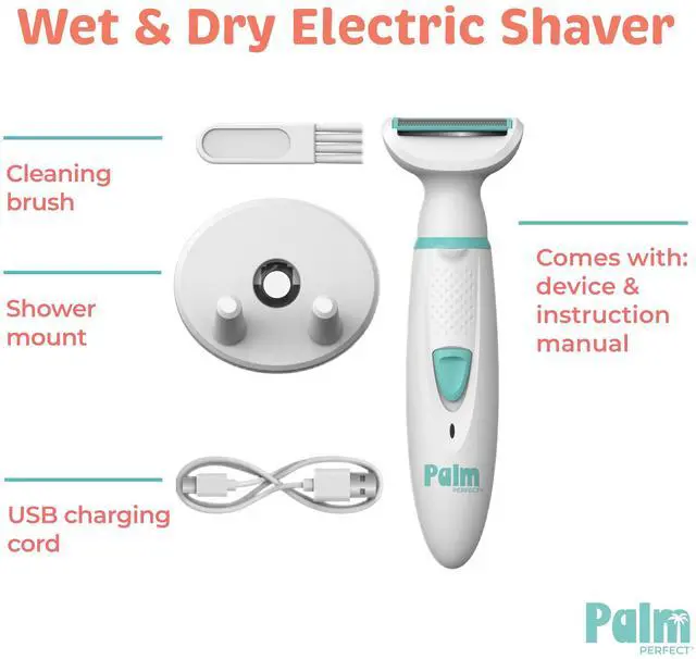 Alt view image 7 of 7 - Rechargeable Shaver for Women Waterproof Electric Razor with Built-in LED Light Includes Space-Saving Shower Wall Mount and USB Charging Cable Safe for All Body Parts