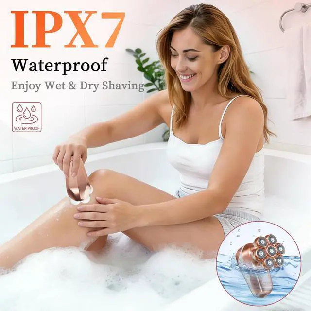 Alt view image 6 of 7 - Electric Razors for Women, 5-in-1 Electric Shaver with 7D Magnetic Head, IPX7 Waterproof Wet Dry Hair Remover with LED Display, Travel Lock for Body Face Underarms Bikini Legs (Rose Gold)