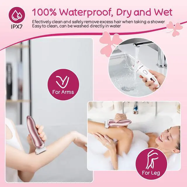 Alt view image 2 of 5 - Electric Shaver for Women, Rechargeable Electric Razor,Wet Dry Lady Hair Remover, IPX7 Waterproof, for Legs (Rose Gold)
