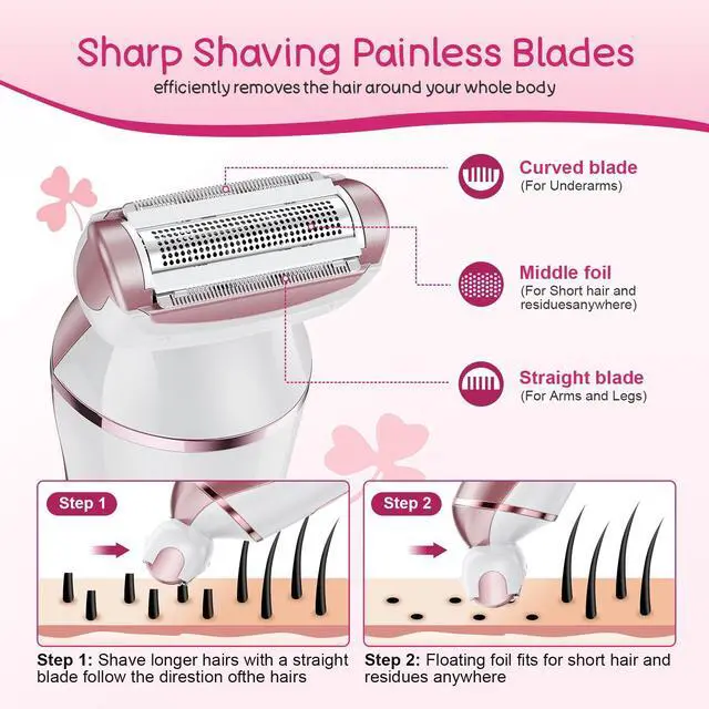 Alt view image 4 of 5 - Electric Shaver for Women, Rechargeable Electric Razor,Wet Dry Lady Hair Remover, IPX7 Waterproof, for Legs (Rose Gold)