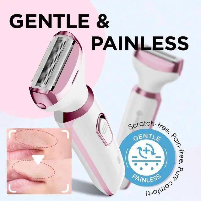 Alt view image 2 of 7 - Electric Razor - Shaver - Trimmer for Women: 2 in 1 Painless Body Razors and Facial Hair Remover - Rechargeable Hair Removal Kit for Face Body Leg Bikini Underarm Arm