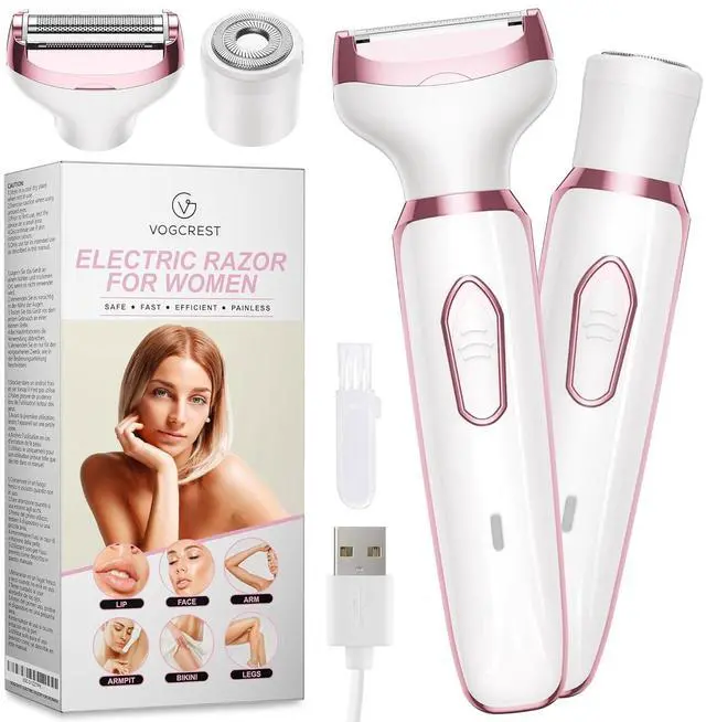 Main image of Electric Razor - Shaver - Trimmer for Women: 2 in 1 Painless Body Razors and Facial Hair Remover - Rechargeable Hair Removal Kit for Face Body Leg Bikini Underarm Arm