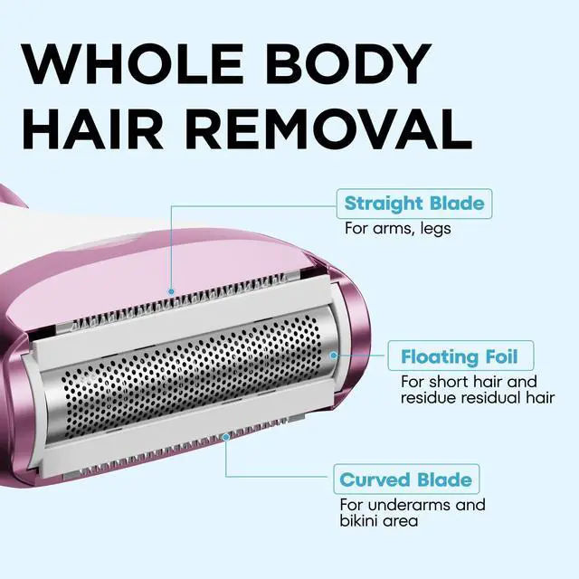 Alt view image 4 of 7 - Electric Razor - Shaver - Trimmer for Women: 2 in 1 Painless Body Razors and Facial Hair Remover - Rechargeable Hair Removal Kit for Face Body Leg Bikini Underarm Arm