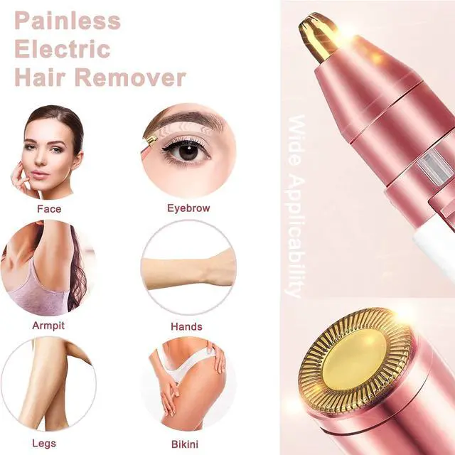 Alt view image 3 of 6 - Facial Hair Remover for Women, Eyebrow Trimmer Nose Hair Razor 2-in-1, Mini Bikini Razor Precise Shaper, Portable Rechargeable Epilator for Lips, Body, Cheeks, Chin, Arms, Legs, Peach Fuzz (White)