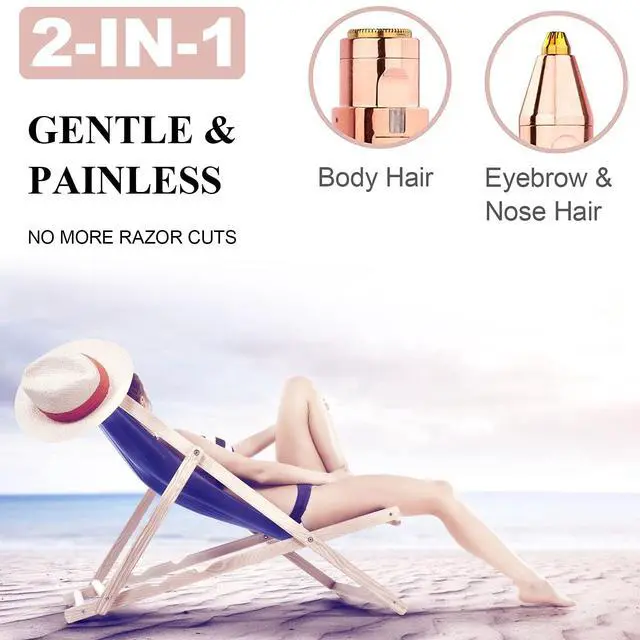 Alt view image 4 of 6 - Facial Hair Remover for Women, Eyebrow Trimmer Nose Hair Razor 2-in-1, Mini Bikini Razor Precise Shaper, Portable Rechargeable Epilator for Lips, Body, Cheeks, Chin, Arms, Legs, Peach Fuzz (White)