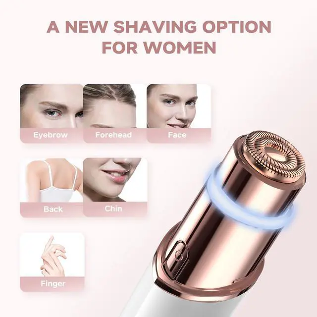 Alt view image 4 of 6 - Eyebrow Facial Trimmer: 2 in1 Rechargeable Facial Hair Removal and Eyebrow Shaver - Face Lips Body Painless Facial Razor with Replacement Heads