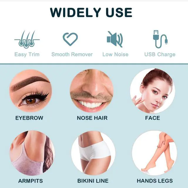 Alt view image 2 of 7 - Eyebrow Facial Trimmer for Women - 2 in 1 Rechargeable Face Eye Brow Shaver - Face Remover Peach Fuzz Painless Facial Removal Built-in LED Light for Lips Arm Nose Hair Bikini Line Body (Pink)