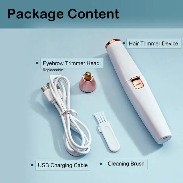 Alt view image 6 of 7 - Eyebrow Facial Trimmer for Women - 2 in 1 Rechargeable Face Eye Brow Shaver - Face Remover Peach Fuzz Painless Facial Removal Built-in LED Light for Lips Arm Nose Hair Bikini Line Body (Pink)