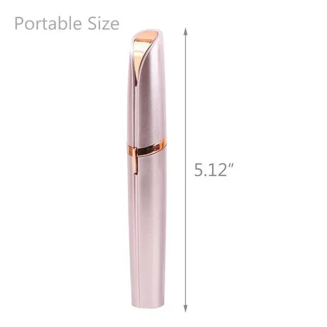 Alt view image 2 of 6 - USB Rechargeable Portable Electric Eyebrow Trimmer Pen for Women, Painless Precision Hair Remover, Safe Shaver Razor Tool for Face, Leg, Lip, Armpit, Hand (Rose Gold)