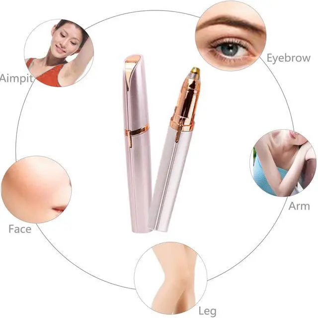 Alt view image 5 of 6 - USB Rechargeable Portable Electric Eyebrow Trimmer Pen for Women, Painless Precision Hair Remover, Safe Shaver Razor Tool for Face, Leg, Lip, Armpit, Hand (Rose Gold)