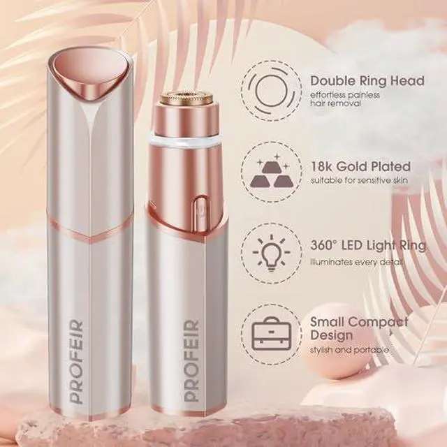 Alt view image 5 of 7 - Facial Hair Removal for Women: Electric Hair Removal Device - Rechargeable Painless Face Razor for Chin Upper Lip Peach Fuzz with Light Gifts for Women(Rose Gold)