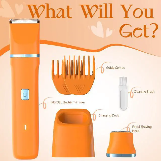 Alt view image 7 of 7 - Facial Hair Removal for Women - Waterproof 2 in 1 Rechargeable Eyebrow and Bikini Trimmer for Women, Painless Electric Razor/Shaver for Lip, Arms, Face, Peach Fuzz