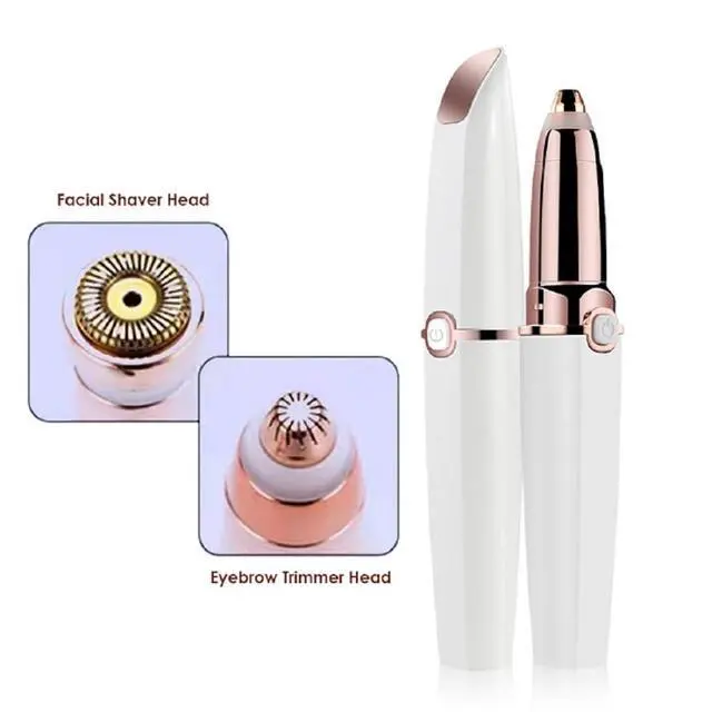 Alt view image 3 of 7 - Facial Hair Remover & Eyebrow Trimmer - 2 in 1 Electric Women's Face, Nose & Body Shaver - Painless Epilator - USB Rechargeable with LED Light