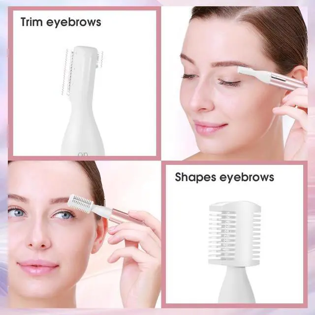 Alt view image 4 of 7 - Eyebrow Hair Trimmer for Women, Painless Precision Eyebrow Shaper, Pen-Shaped Hair Remover Razor for Face Chin Neck, Upper-Lip, Peach-Fuzz Mini Sized Battery-Operated Rose Color 1658A