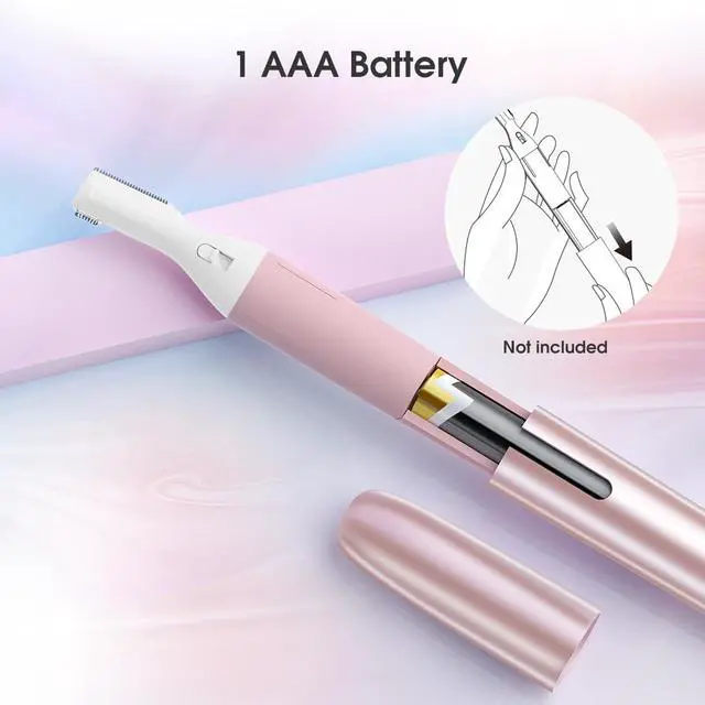 Alt view image 6 of 7 - Eyebrow Hair Trimmer for Women, Painless Precision Eyebrow Shaper, Pen-Shaped Hair Remover Razor for Face Chin Neck, Upper-Lip, Peach-Fuzz Mini Sized Battery-Operated Rose Color 1658A