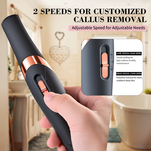 Alt view image 4 of 7 - Foot Callus Remover, Electric Callus Remover for Feet with Dual Roller Heads, 2 Speeds & LED Light, 3× Faster Than Manual, 90-Min Runtime, Pedicure Tools for Feet, Foot File for Home Use