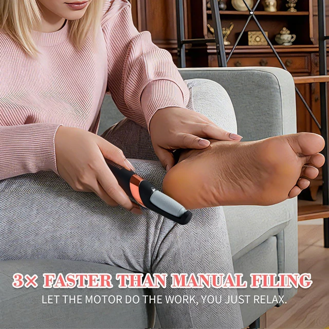 Alt view image 5 of 7 - Foot Callus Remover, Electric Callus Remover for Feet with Dual Roller Heads, 2 Speeds & LED Light, 3× Faster Than Manual, 90-Min Runtime, Pedicure Tools for Feet, Foot File for Home Use