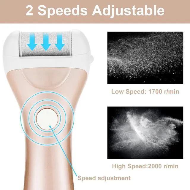 Alt view image 5 of 7 - Callus Remover for Feet, Electric Foot File Callus Removers Rechargeable Waterproof Pedicure Tools Foot Scrubber Shaver Feet Care Tool for Cracked Heels Dead Skin Golden