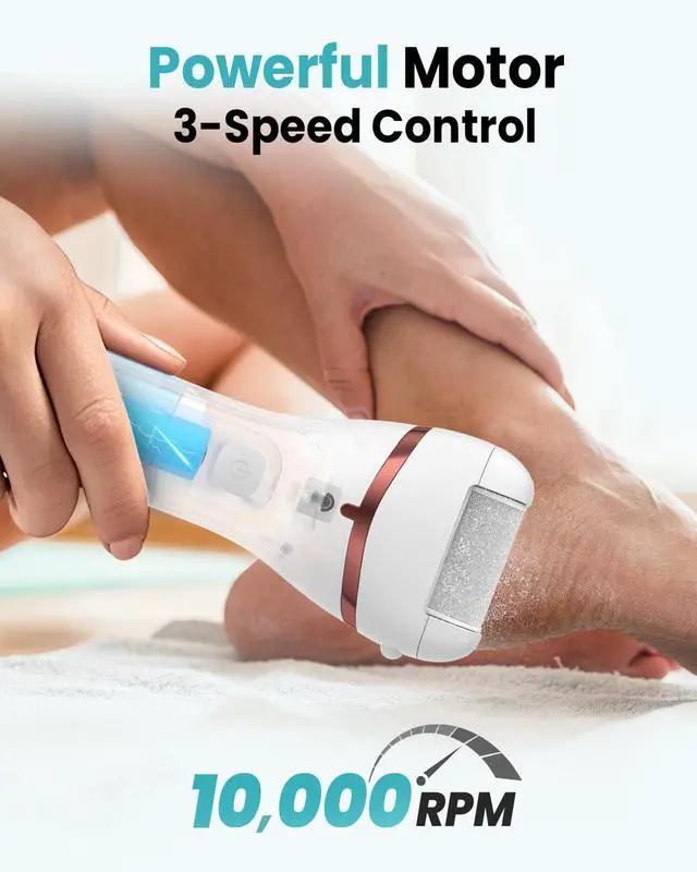 Alt view image 2 of 7 - Foot Callus Remover Electric 10000 RPM 3-Speed IPX7 Recharge Pedicure Kit for Hard Skin Women & Men Portable Multi-Roller File Grinder Sander Scrubber, LED Display for Wet & Dry Mathers Day Gift
