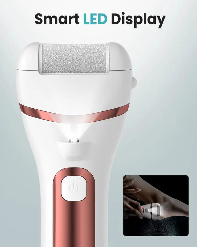 Alt view image 7 of 7 - Foot Callus Remover Electric 10000 RPM 3-Speed IPX7 Recharge Pedicure Kit for Hard Skin Women & Men Portable Multi-Roller File Grinder Sander Scrubber, LED Display for Wet & Dry Mathers Day Gift