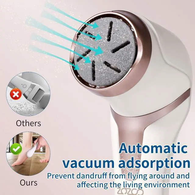 Alt view image 3 of 6 - Electric Foot Callus Remover with Dander Vacuum, Rechargeable Waterproof 3 Roller & 2 Speeds Foot File,Professional Portable Pedicure Tool for Care of Dead Skin,Chapped,Callus,Cracks