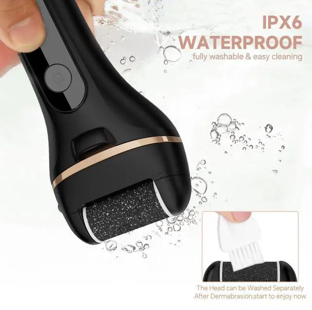 Alt view image 2 of 7 - Electric Callus Remover for Feet with 3 Rollers, Waterproof Electric Foot Callus Remover, Rechargeable Portable Foot Scrubber, Professional Pedicure Tools, Foot Care for Dry/Dead Skin, 2 Speed, Black