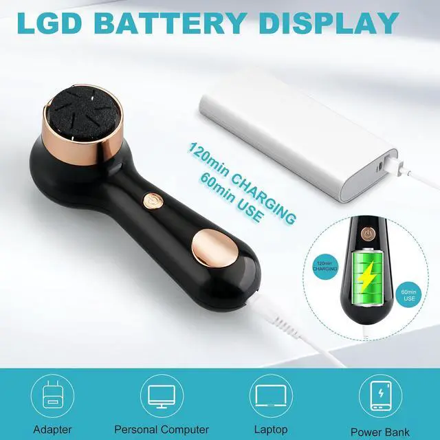 Alt view image 2 of 6 - Electric Foot Callus Removers for Feet - Rechargeable Waterproof Portable Electronic Foot File Pedicure Tools for Cracked Heels Dead Skin