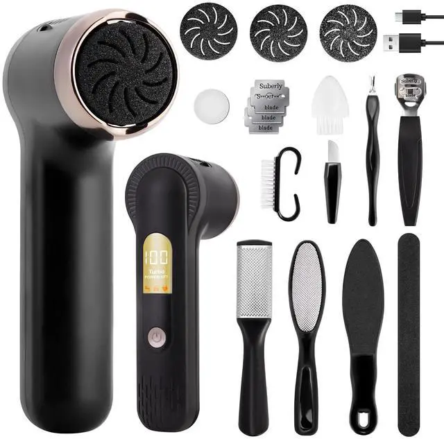 Main image of Electric Callus Remover for Feet with Dander Vacuum, Rechargeable Waterproof Foot File, Professional Pedicure Tools kit Feet Care for Dead Hard Cracked Dry Skin with 3 Heads & 2 Speed, LCD Display